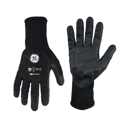 Ge Coated Gloves, Foam Nitrile, Black, XL 1 PR GG226XLC